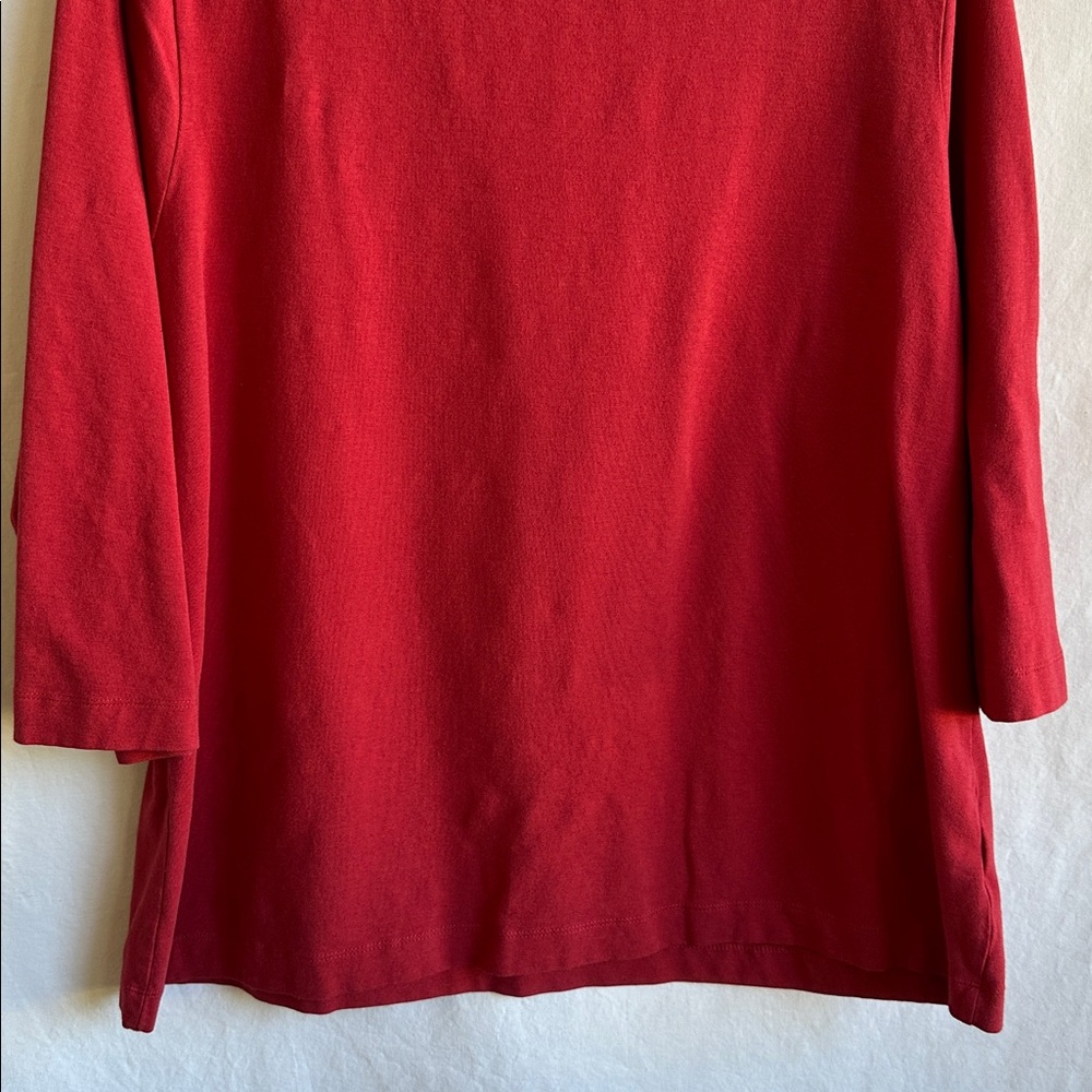 Soft Surroundings red round neckline 3/4-sleeve top, size 2X - Picture 3 of 7